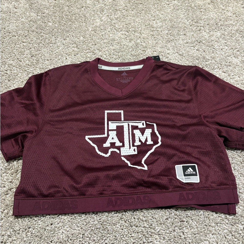 Adidas Burgundy Texas A&M Mesh Crop Top